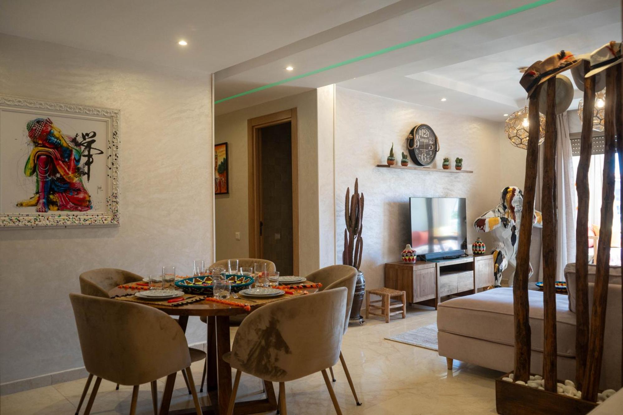 Magnifique Appartement Moderne De 2 Chambres Avec Piscine A 10 Min Du Centre De Marrakech Marraquexe Exterior foto